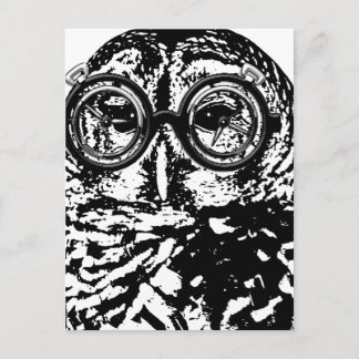 Schwarz-Weiß-Uhu mit Brille Postkarte