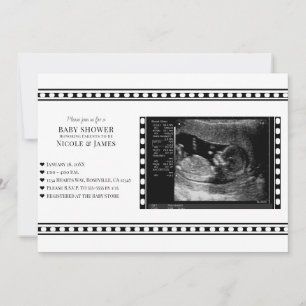 Schwarz-Weiß-Ultraschall-Foto-Baby-Party Einladung