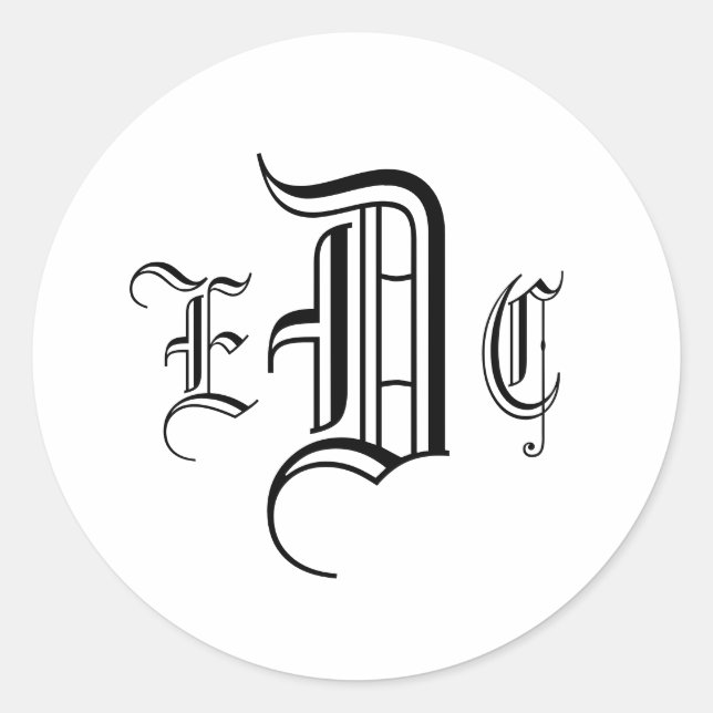 Schwarz-Weiß-Umschlag Aufkleber mit drei Buchstabe (Vorderseite)