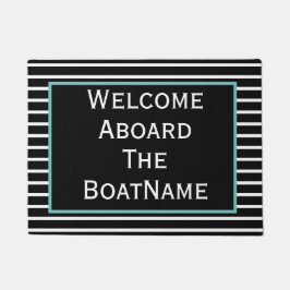 Schwarz, Weiß und Aquamariner Empfang an Bord Fußmatte