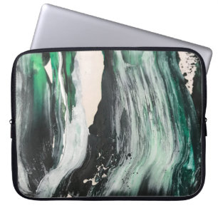 Schwarz, Weiß und aquamarines abstraktes Bild Laptopschutzhülle