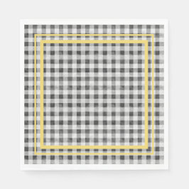 Schwarz-weiß und gelb Picnic Gingham Serviette