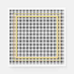 Schwarz-weiß und gelb Picnic Gingham Serviette