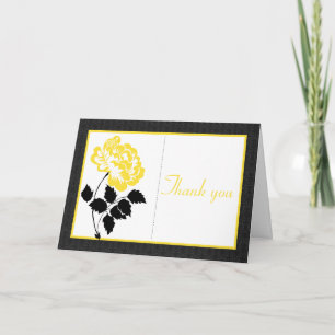 Schwarz, Weiß und Gelbe Peony Danke Karte