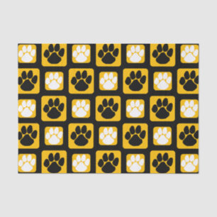 Schwarz, Weiß und Gold-Pawprint Seidenpapier