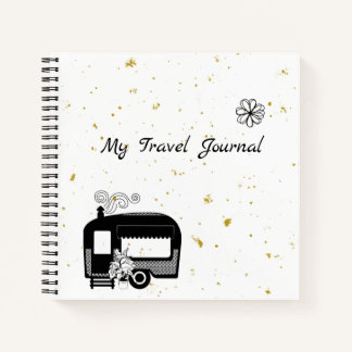 Schwarz-weiß und gold RV - Mein Reisejournal Notizbuch