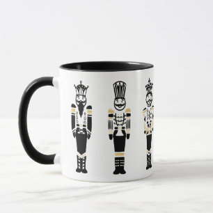 Schwarz, Weiß und Gold Trendy Nutcracker Weihnacht Tasse