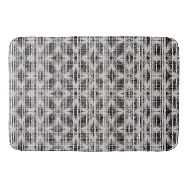 Schwarz, Weiß und Grau Karo Diamantmuster Badematte (Vorderseite)