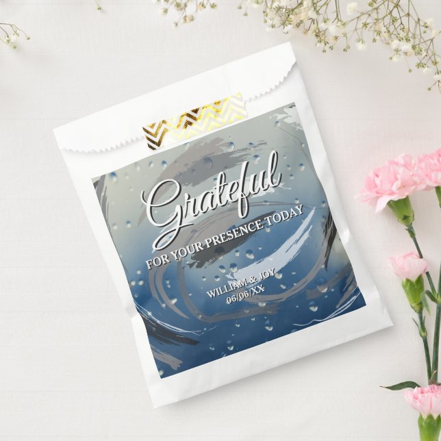 Schwarz, Weiß und Grau Pinselstrich Dankbar Geschenktütchen (Versiegelt)