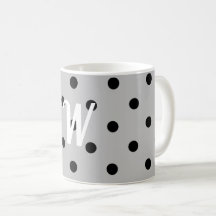 Schwarz-weiß und grau, Polka-Punkte, Monogramm