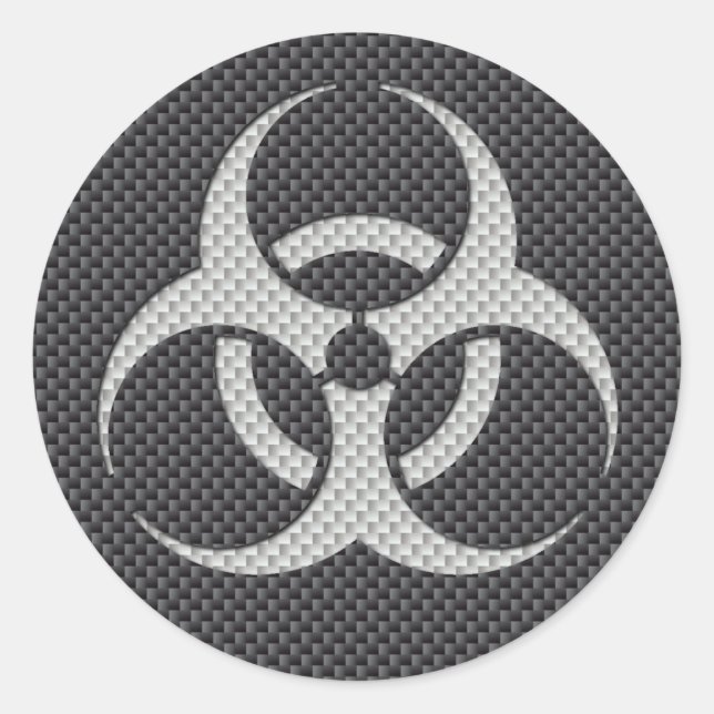 Schwarz-weiß- und grau-toxische Kohlenstofffaser Runder Aufkleber (Vorderseite)