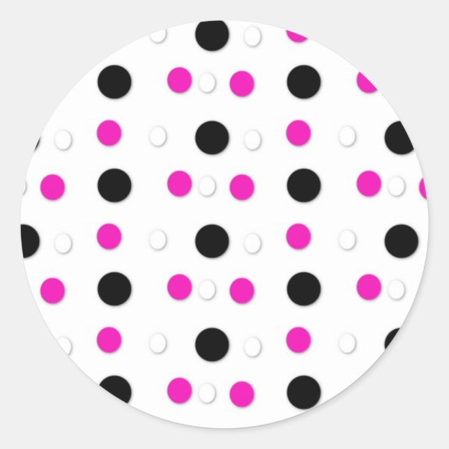 Schwarz/Weiß und Hot-Pink-Polka-Türkleber Runder Aufkleber (Vorderseite)