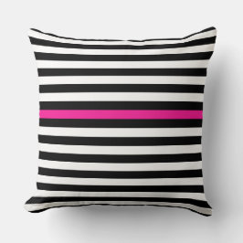 Schwarz-Weiß- und Hot-Pink-Streifen Kissen
