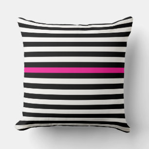 Schwarz-Weiß- und Hot-Pink-Streifen Kissen