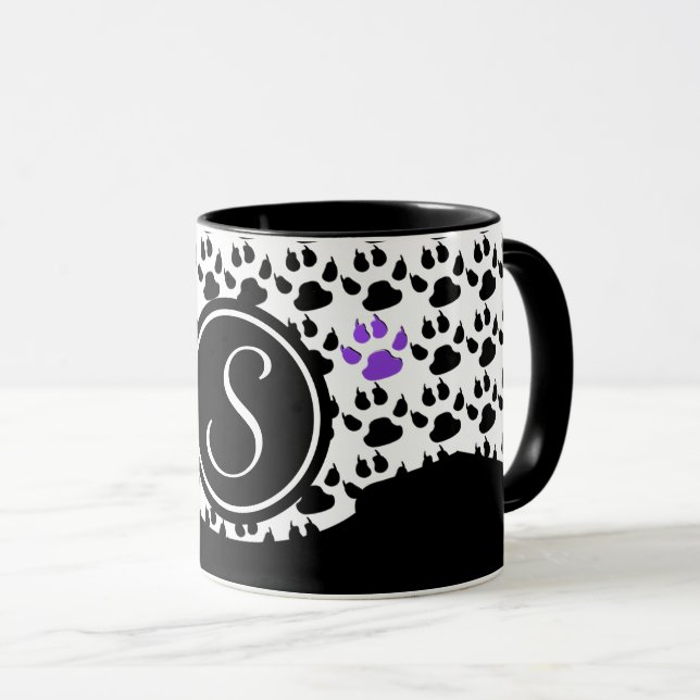 Schwarz, Weiß und Lila Paste Tasse (VorderseiteRechts)