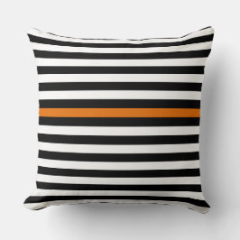 Schwarz-Weiß- und Orange-Streifen Kissen