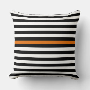 Schwarz-Weiß- und Orange-Streifen Kissen