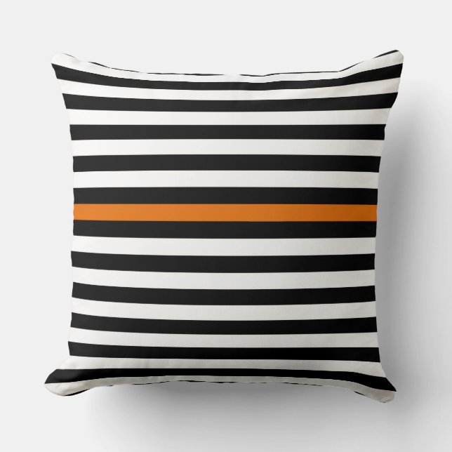 Schwarz-Weiß- und Orange-Streifen Kissen (Vorderseite)