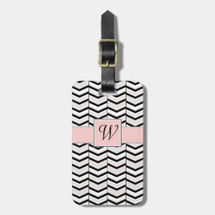 Schwarz Weiß und Rosa Chevron-Gepäckanhänger Gepäckanhänger