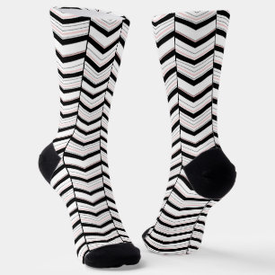 Schwarz Weiß und Rosa Chevron Socken