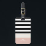 Schwarz, Weiß und Rosa Streifen Personalisiert Gepäckanhänger<br><div class="desc">Trendy Schwarz,  Weiß & Rosa Multi-Strip-Design mit kleinem Herz-Logo - Fügen Sie Ihren Namen oder benutzerdefinierten Text & Kontaktdetails zu personalisieren.</div>