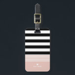 Schwarz, Weiß und Rosa Streifen Personalisiert Gepäckanhänger<br><div class="desc">Trendy Schwarz,  Weiß & Rosa Multi-Strip-Design mit kleinem Herz-Logo - Fügen Sie Ihren Namen oder benutzerdefinierten Text & Kontaktdetails zu personalisieren.</div>