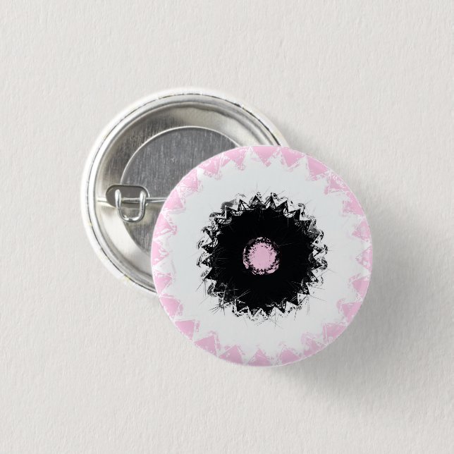 Schwarz-, Weiß- und Rosatöhre Abstrakt Button (Vorne & Hinten)