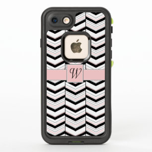 Schwarz Weiß und Rosé Schrägstreifen Lifeproof Hül