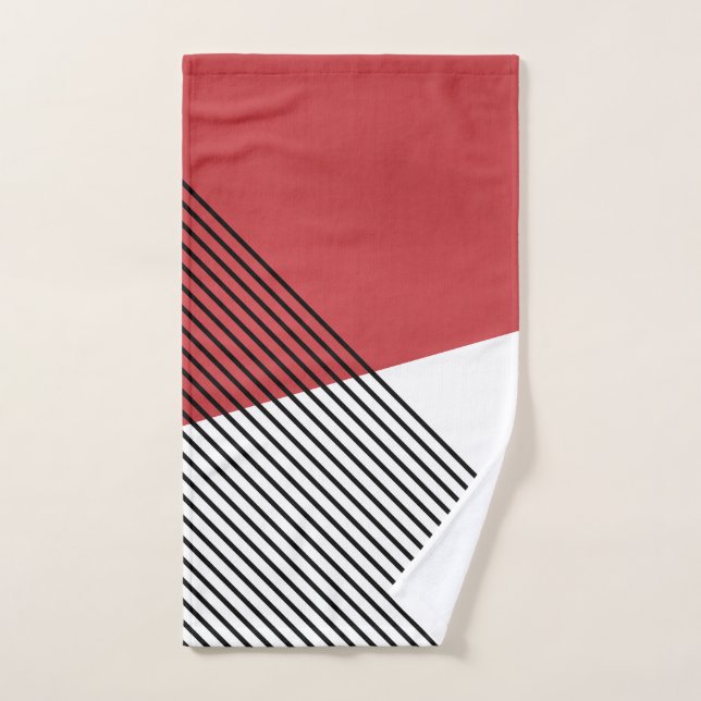 Schwarz, Weiß und Rot einfache geometrische Kunst Badhandtuch Set (Handtuch)