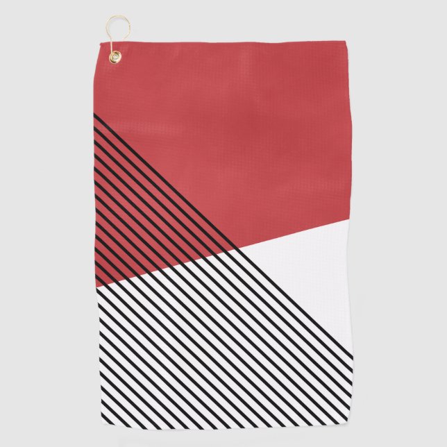 Schwarz, Weiß und Rot einfache geometrische Kunst Golfhandtuch (Vorderseite)