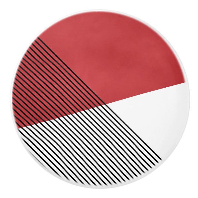 Schwarz, Weiß und Rot einfache geometrische Kunst Keramikknauf (Vorderseite)