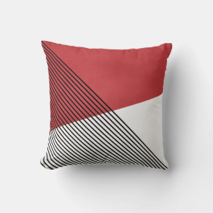 Schwarz, Weiß und Rot einfache geometrische Kunst Kissen