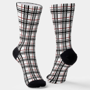 Schwarz-weiß und rot Kariert Socken