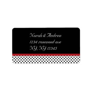 Schwarz, Weiß und Rot Polka PunkteAvery Label Adressaufkleber