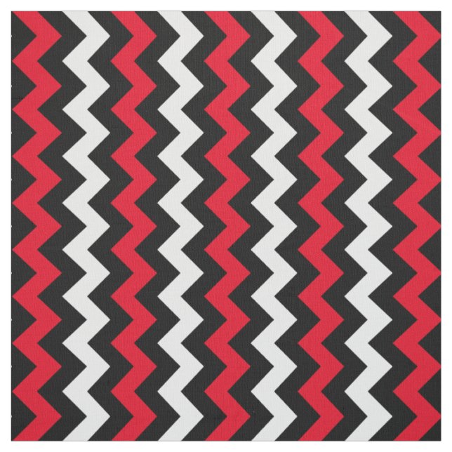 Schwarz-weiß und rot Zickzack Stoff (Muster)