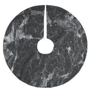 Schwarz-weiß- und Silbermarmor Moderner Glam Trend Polyester Weihnachtsbaumdecke