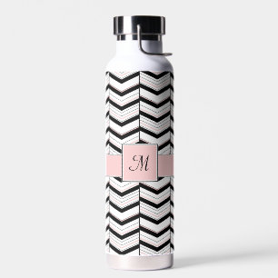 Schwarz-weiß und Zickzack Trinkflasche