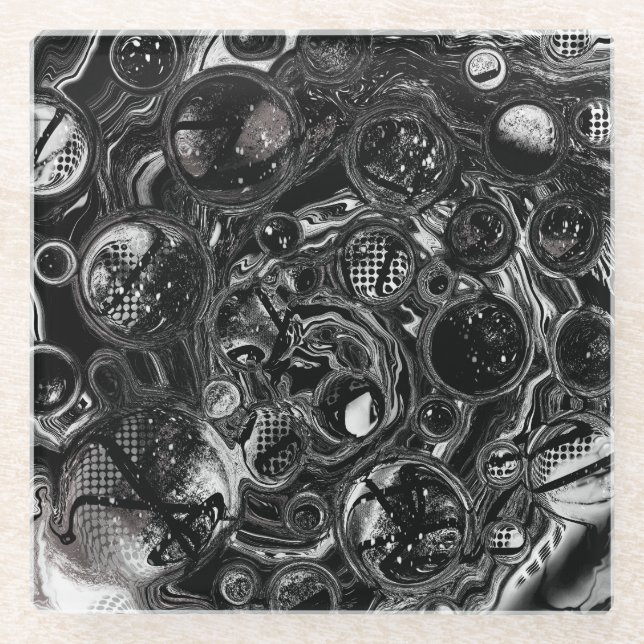 Schwarz-Weiß-Unendlichkeit Glasuntersetzer (Vorderseite)
