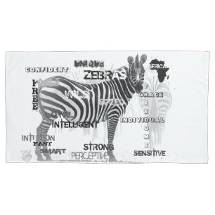 Schwarz-Weiß-Unique-Zebras-Typografie Kissenbezug