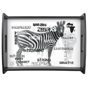 Schwarz-Weiß-Unique-Zebras-Typografie Serviertablett