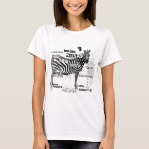 Schwarz-Weiß-Unique-Zebras-Typografie T-Shirt