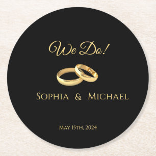 Schwarz-Weiß-Untersetzer zum Hochzeitspapier Runder Pappuntersetzer