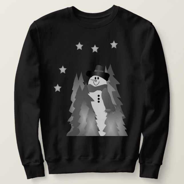 Schwarz-Weiß-Urlaub Snowman Sweatshirt (Design vorne)
