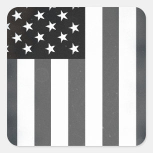 Schwarz-weiß US-amerikanische Flagge Quadratischer Aufkleber