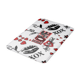 Schwarz-weiß Valentine Motif Bad Mat Badematte