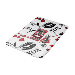 Schwarz-weiß Valentine Motif Bad Mat Badematte