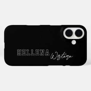 Schwarz Weiß Varsity College Monogramm Schrift Nam iPhone 16 Hülle