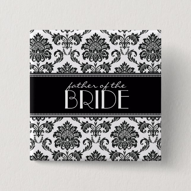 Schwarz-Weiß-Vater der Bride-Damaskus-Taste Button (Vorderseite)