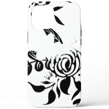 Schwarz-weiß verblasster Blumen-iPhone-Hülle