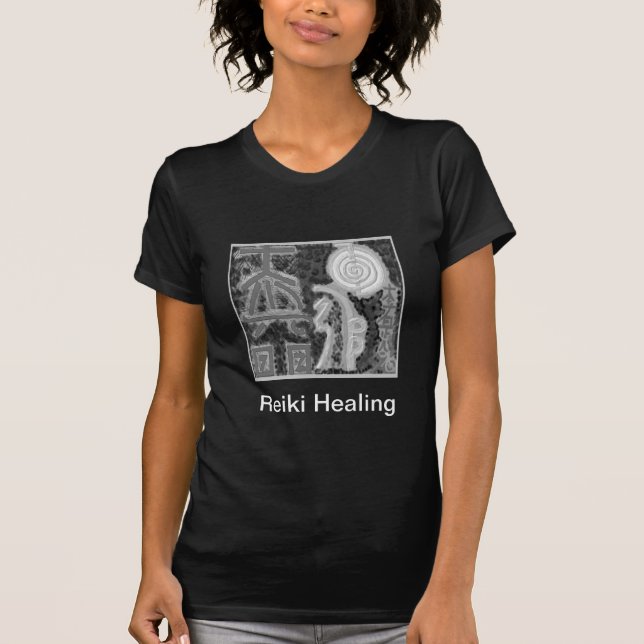 Schwarz-Weiß-Version - Reiki n Karuna T-Shirt (Vorderseite)
